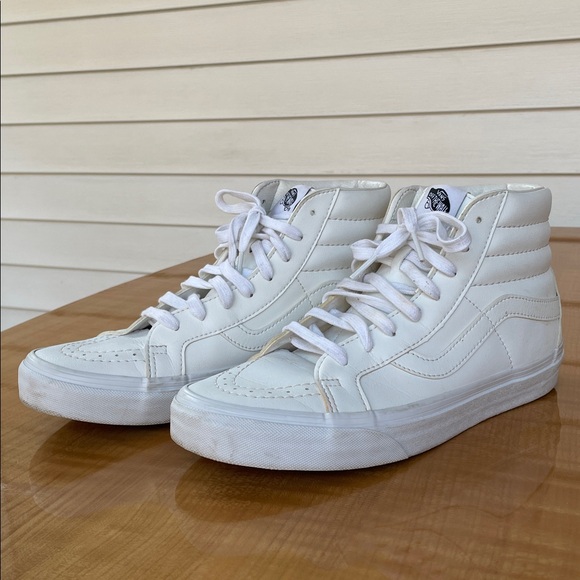 VANS Leather Sk8-Hi True White Sneakers Womens Size 9.5 - Picture 2 of 11